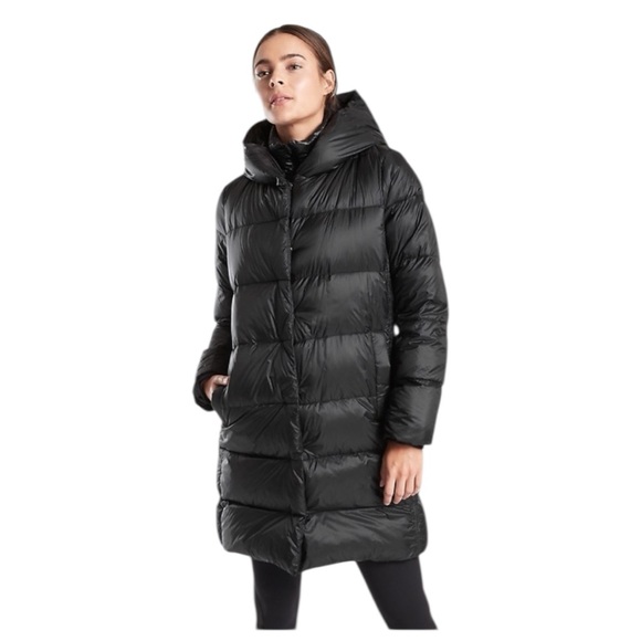 Athleta Lofty Down Long Winter Puffer Coat Black | Large - Picture 1 of 15